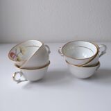 Set of 6 Berry Limoges flower porcelain tea coffee cups