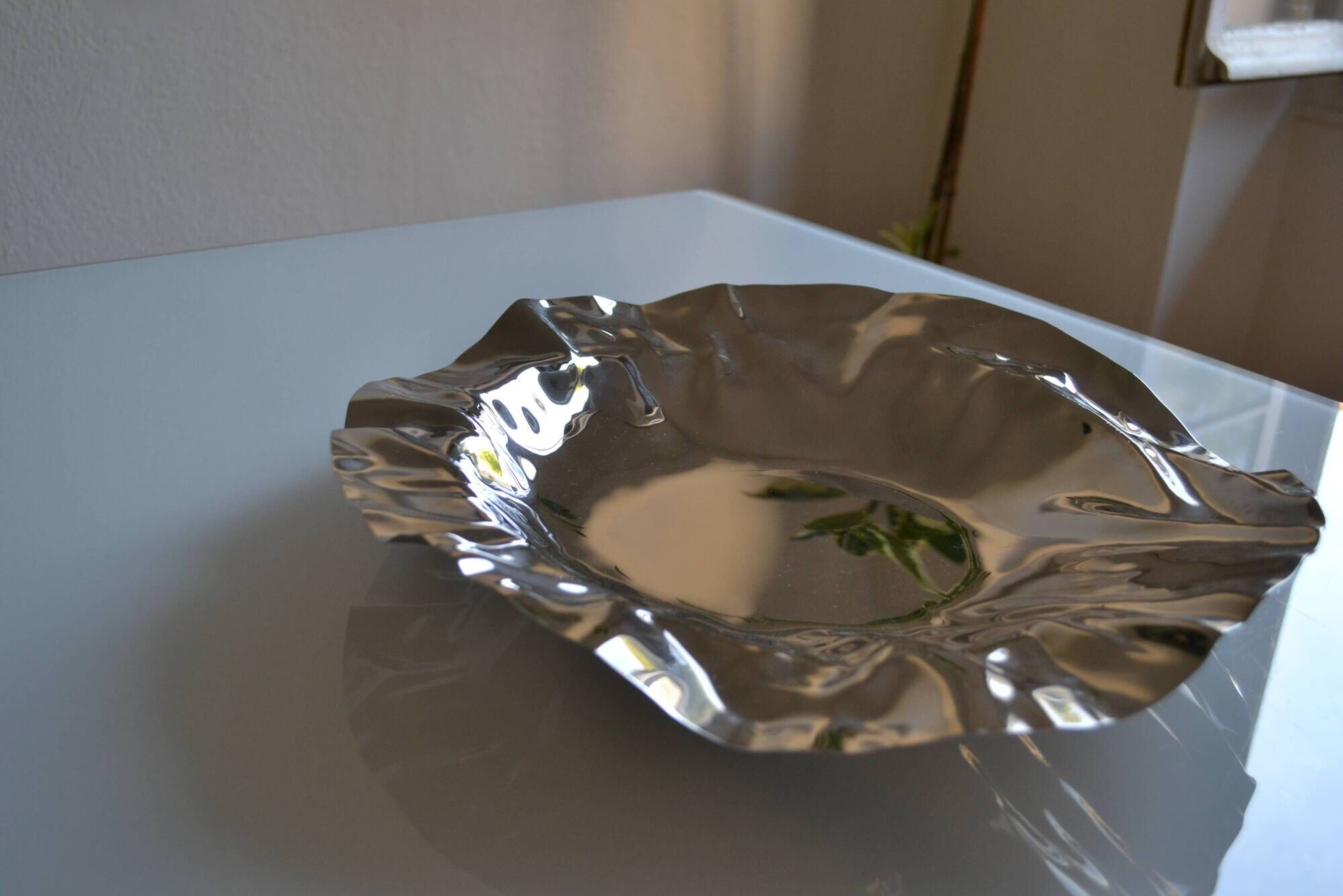 Large Alessi stainless steel bowl by Lluis Clotet 2001 Vintage Italy Diam. 38cm