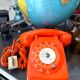 Orange vintage dial phone