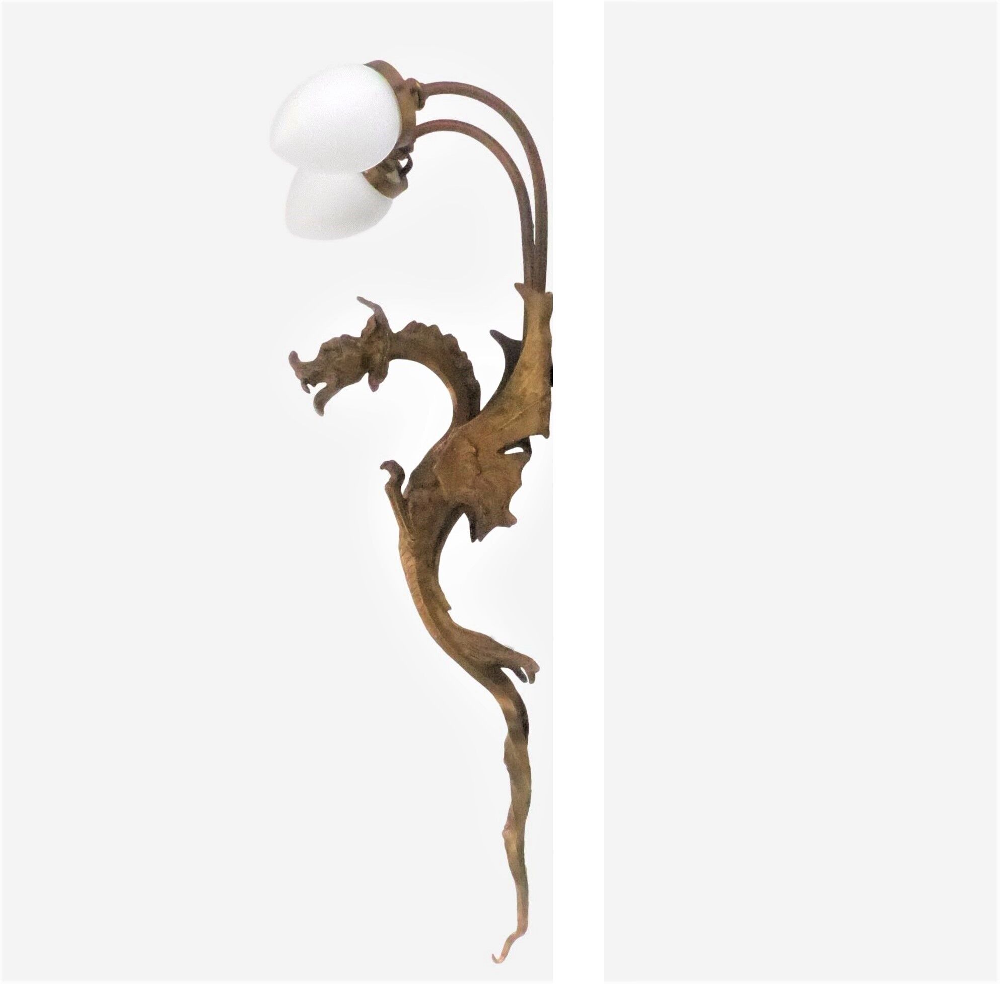 Dragon wall lamp in gilded bronze 2 fires