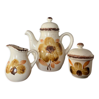 Tea set in earthenware Gien 1970 vintage