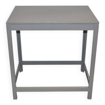 Table Art Déco compacte en bois peint gris, petit plateau carré - circa 1930