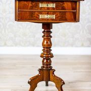 Table de couture antique Louis Philippe avec plateau marqueté, 1860