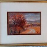 Ancien tableau au pastel de paysage vosgien signe antoine dugois