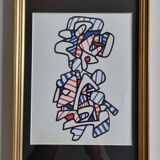 Sérigraphie d’après Jean Dubuffet, encadrée, années 70, 21 x 31 cm