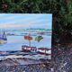 Huile sur toile scène portuaire de Saint Malo signé Jean Pierre Devilliers
