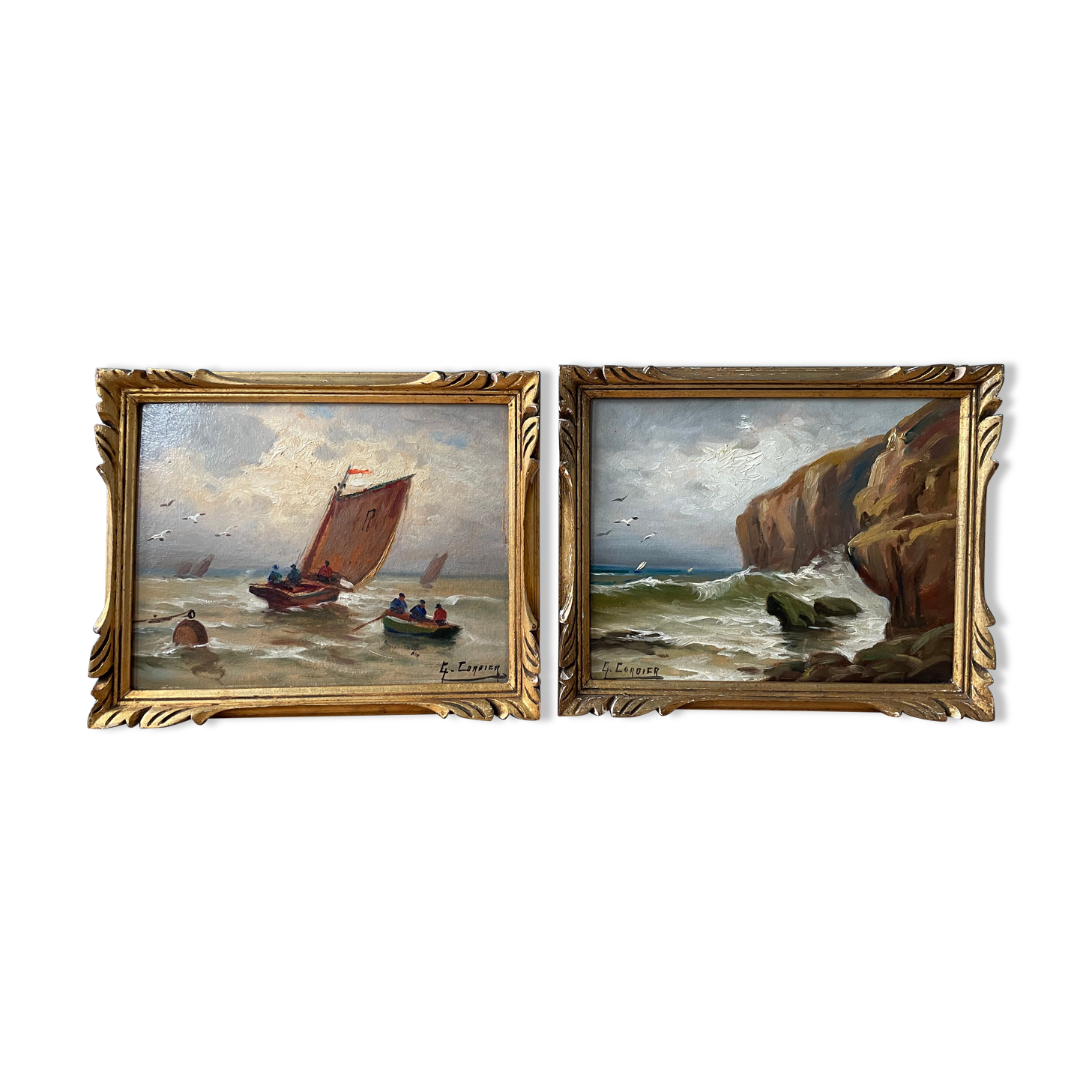 Set of 2 old paintings signed G. Cordier, early twentieth century