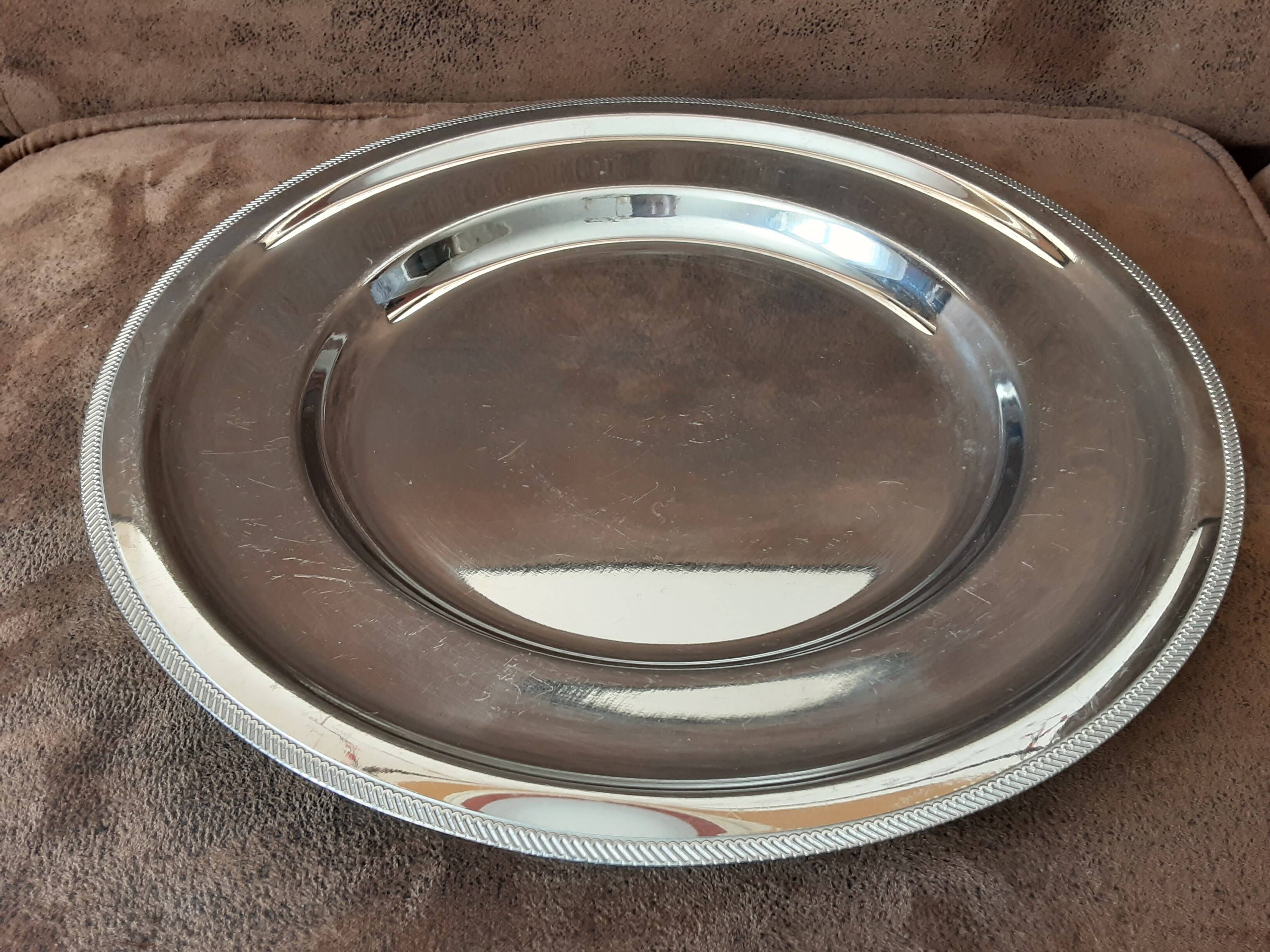 Vintage metal round plate