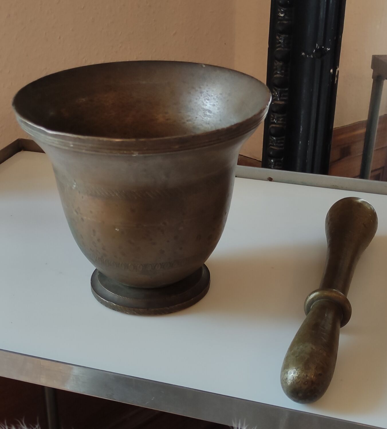 Ancient bronze apothecary mortar