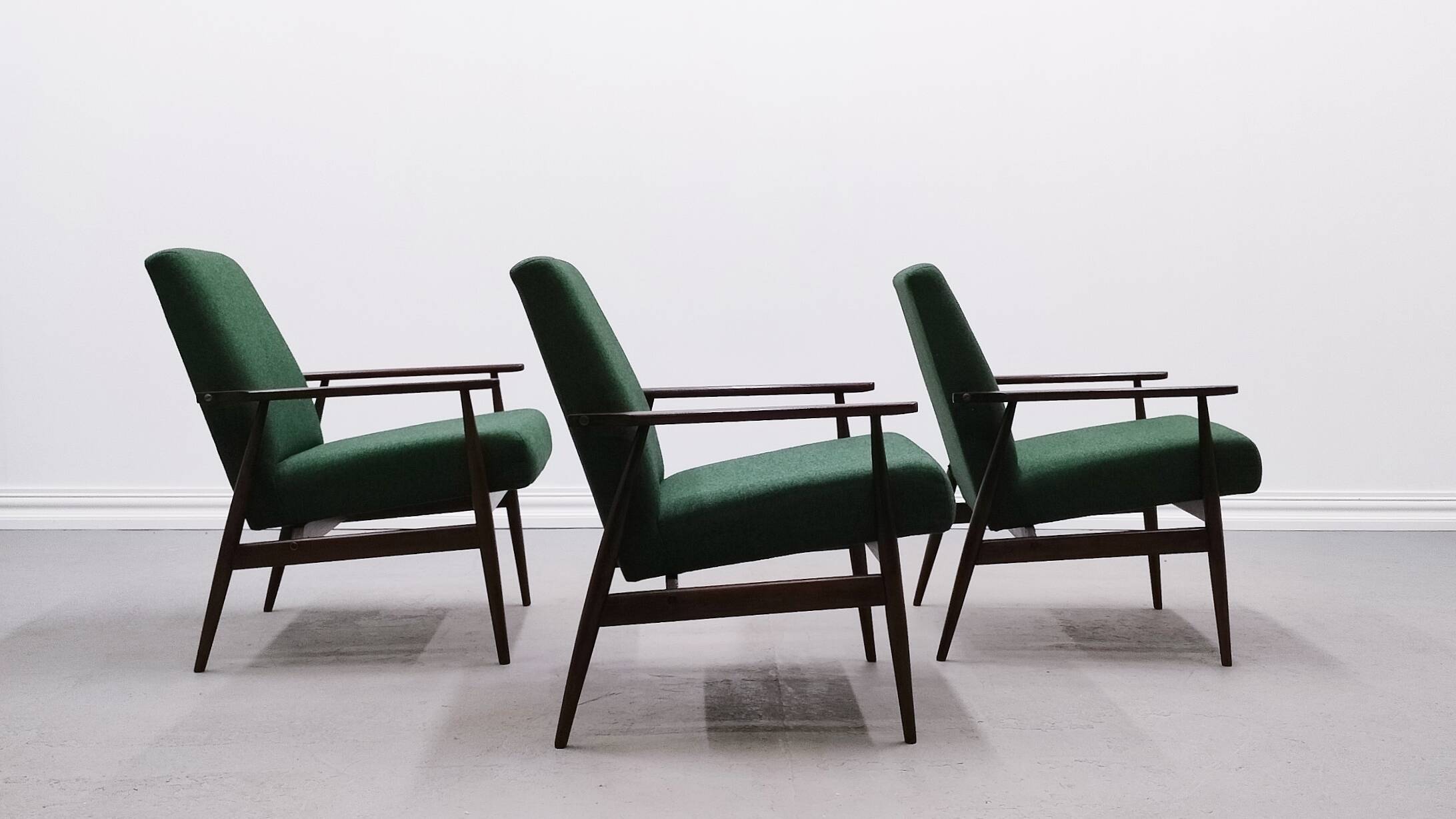 1960 Henryk Lis Mid Century Armchair in Green Tweed