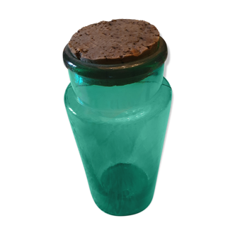Old 1 litre green jar with cork