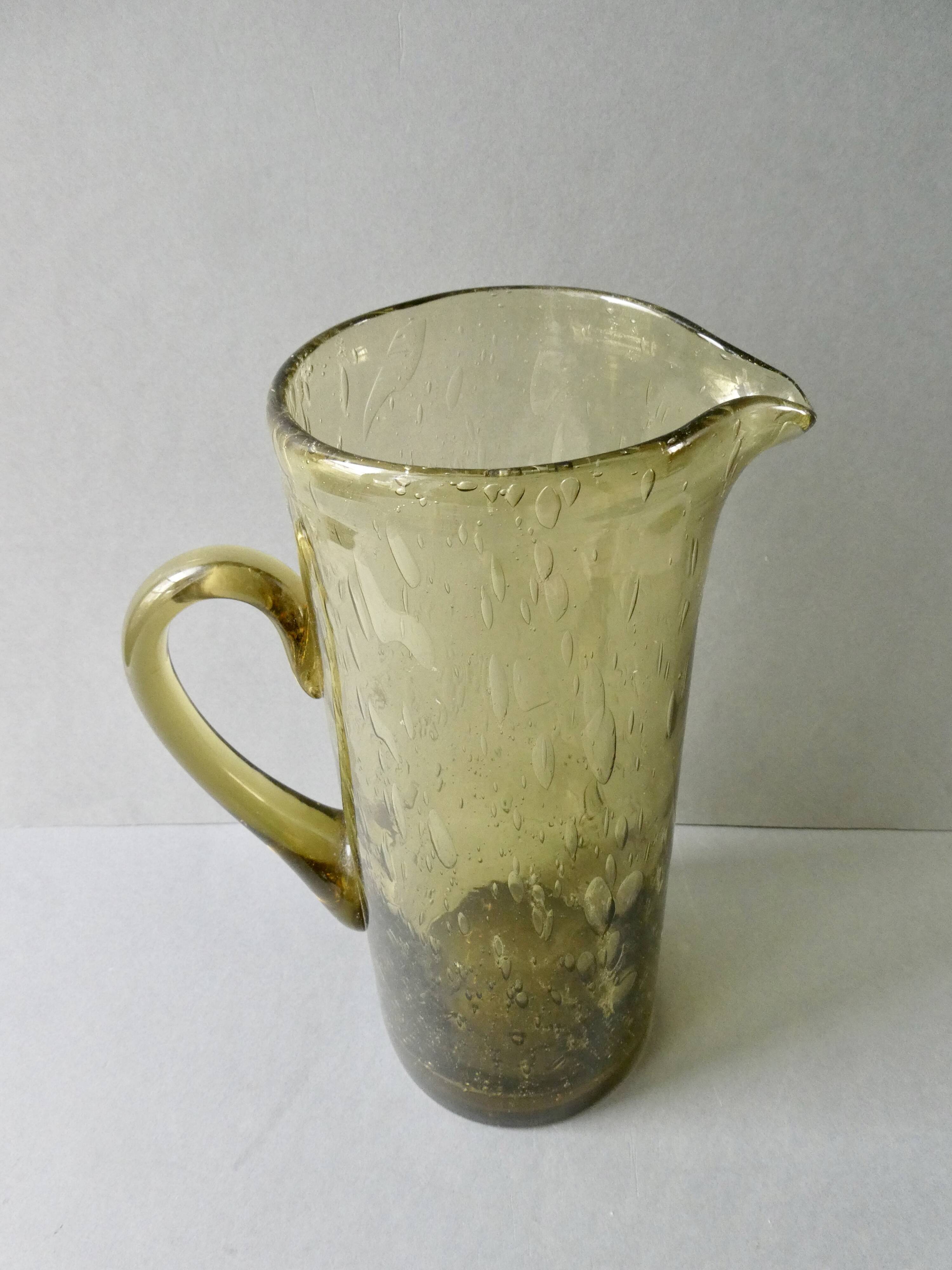 Large bubble glass pitcher from the 70s