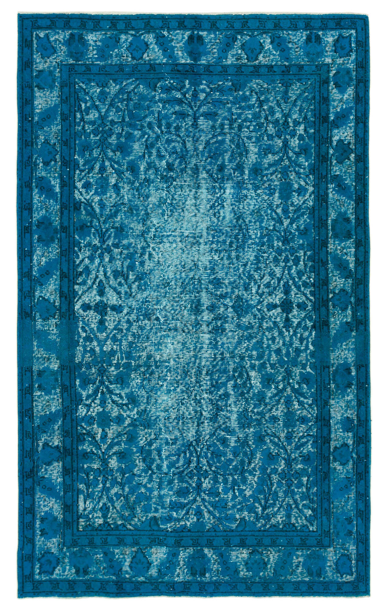 Handmade contemporary oriental 1970s 140 cm x 230 cm turquoise carpet