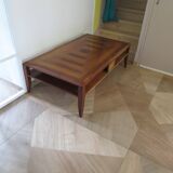 Large coffee table - cherry finish - solid wood - butterfly motifs
