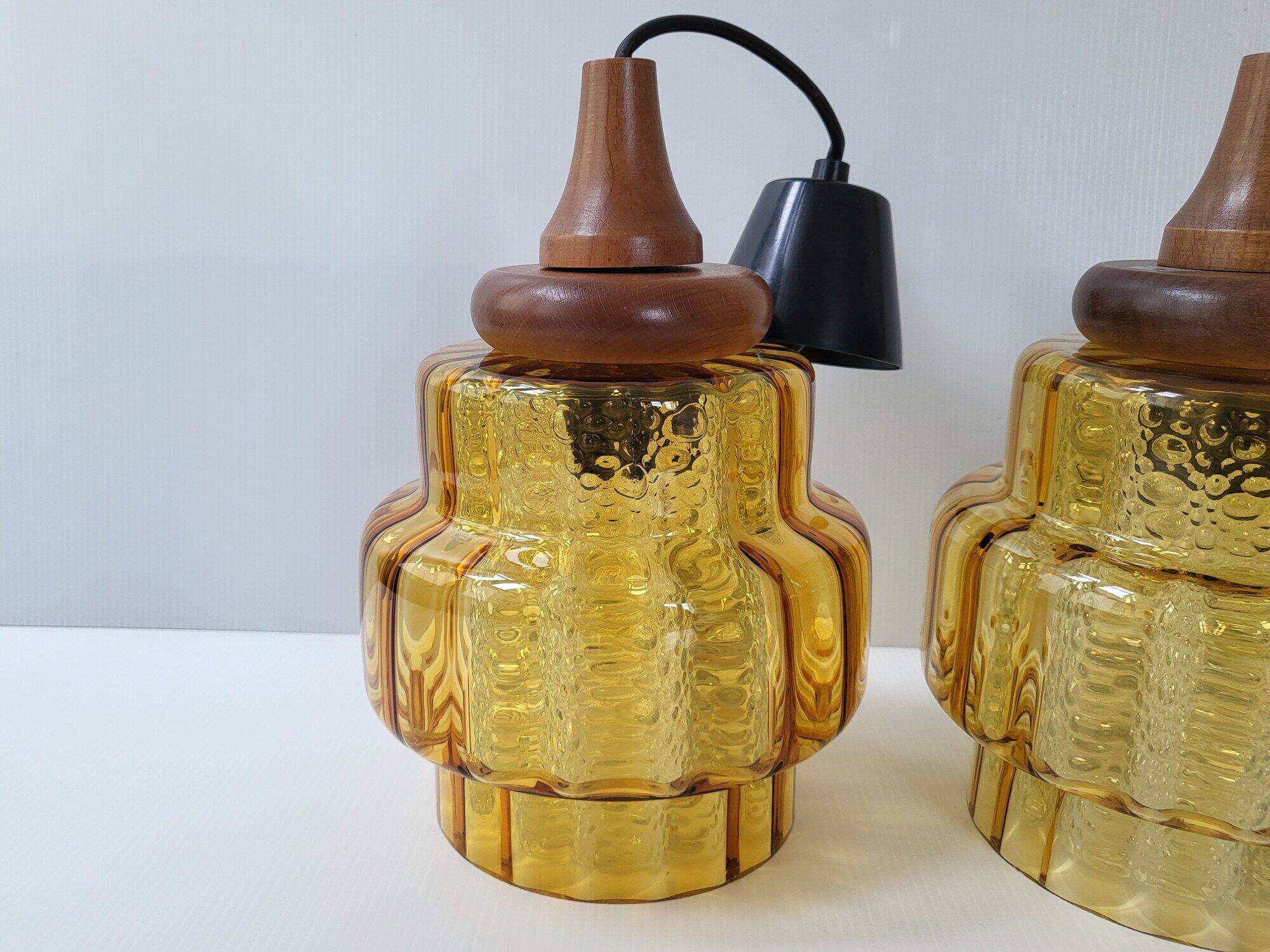 Pair of pendant lamps Carl Fagerlund Orrefors vintage 1960