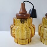 Pair of pendant lamps Carl Fagerlund Orrefors vintage 1960