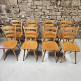 Lot of 8 country bistro chairs from the 1970s