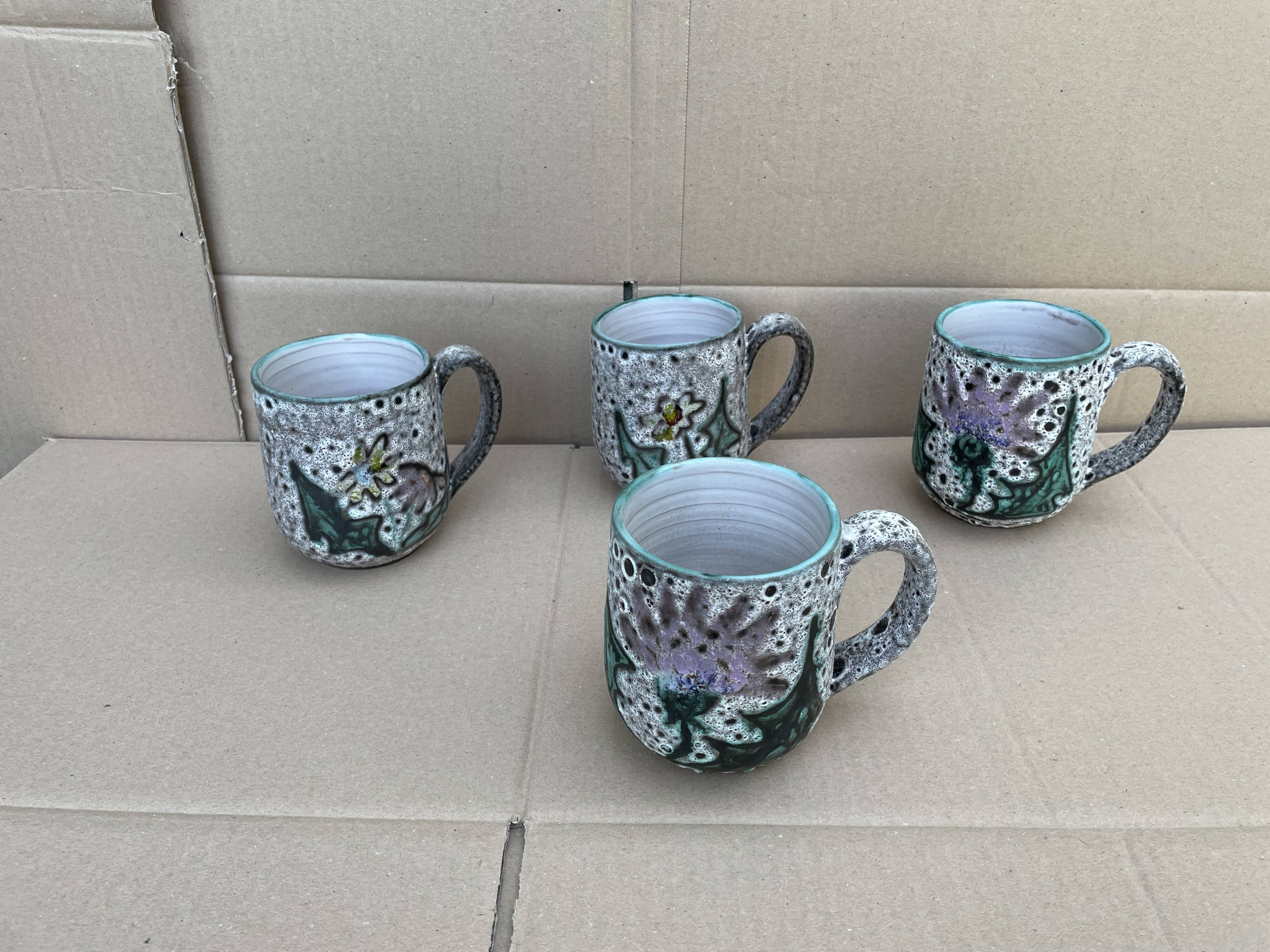 Vallauris lemonade orangeade service -pitcher/cup/glass -vintage hand décor