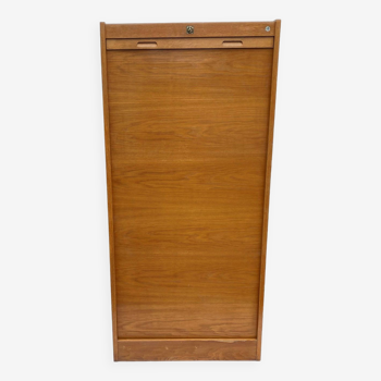 Double column curtained filing cabinet in oak, 1960