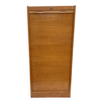 Double column curtained filing cabinet in oak, 1960