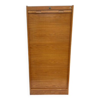 Professional storage furniture with double column curtained filing cabinet in oak 1960