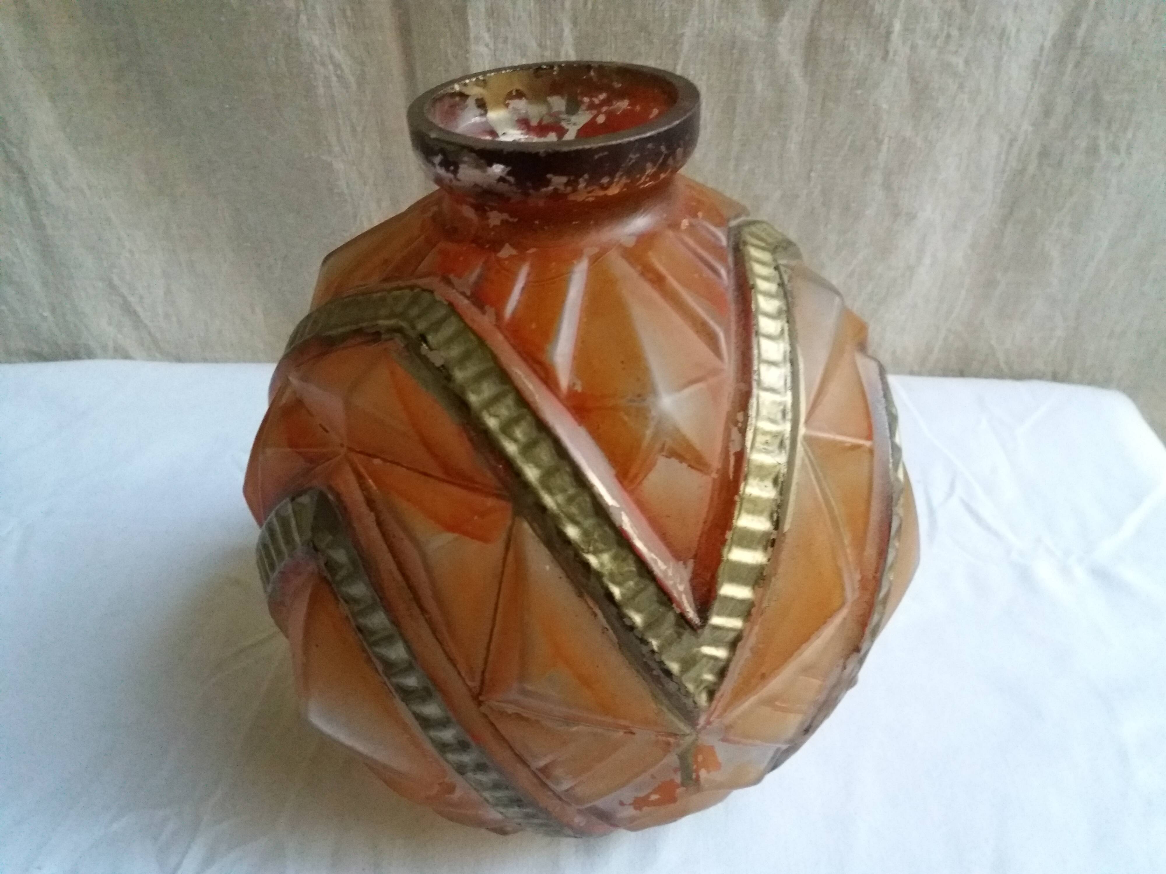Art-deco ball vase "diamond points"