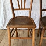 Set of 5 beech wood bistro chairs from the 1950s