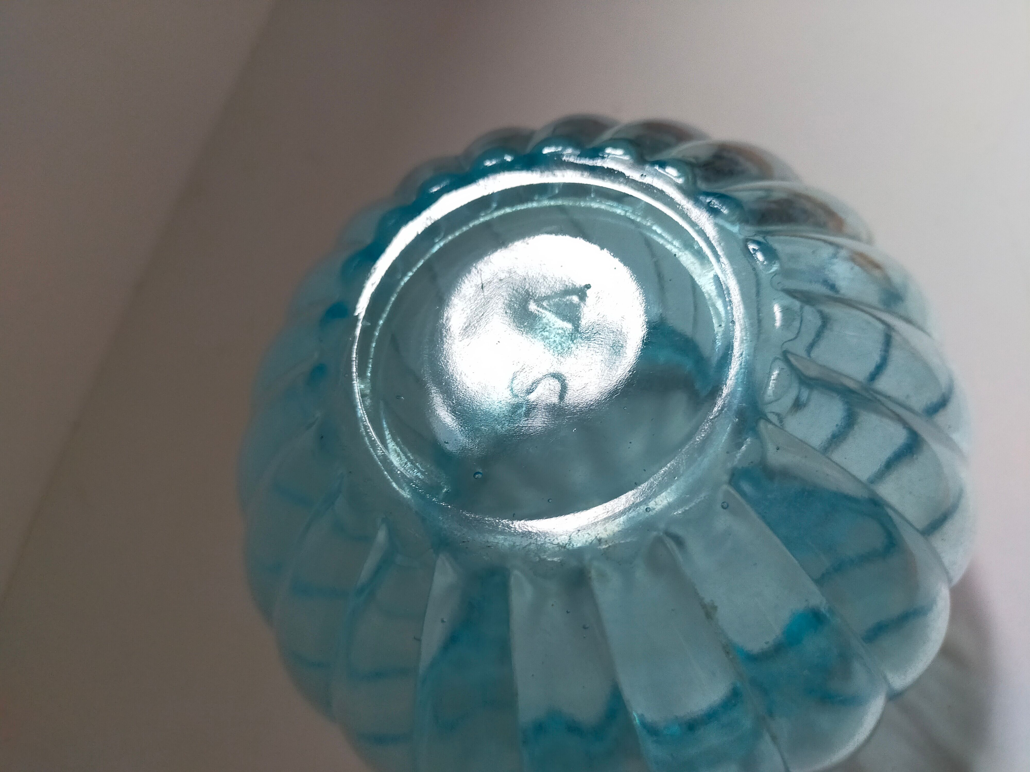 Signed blue ball vase