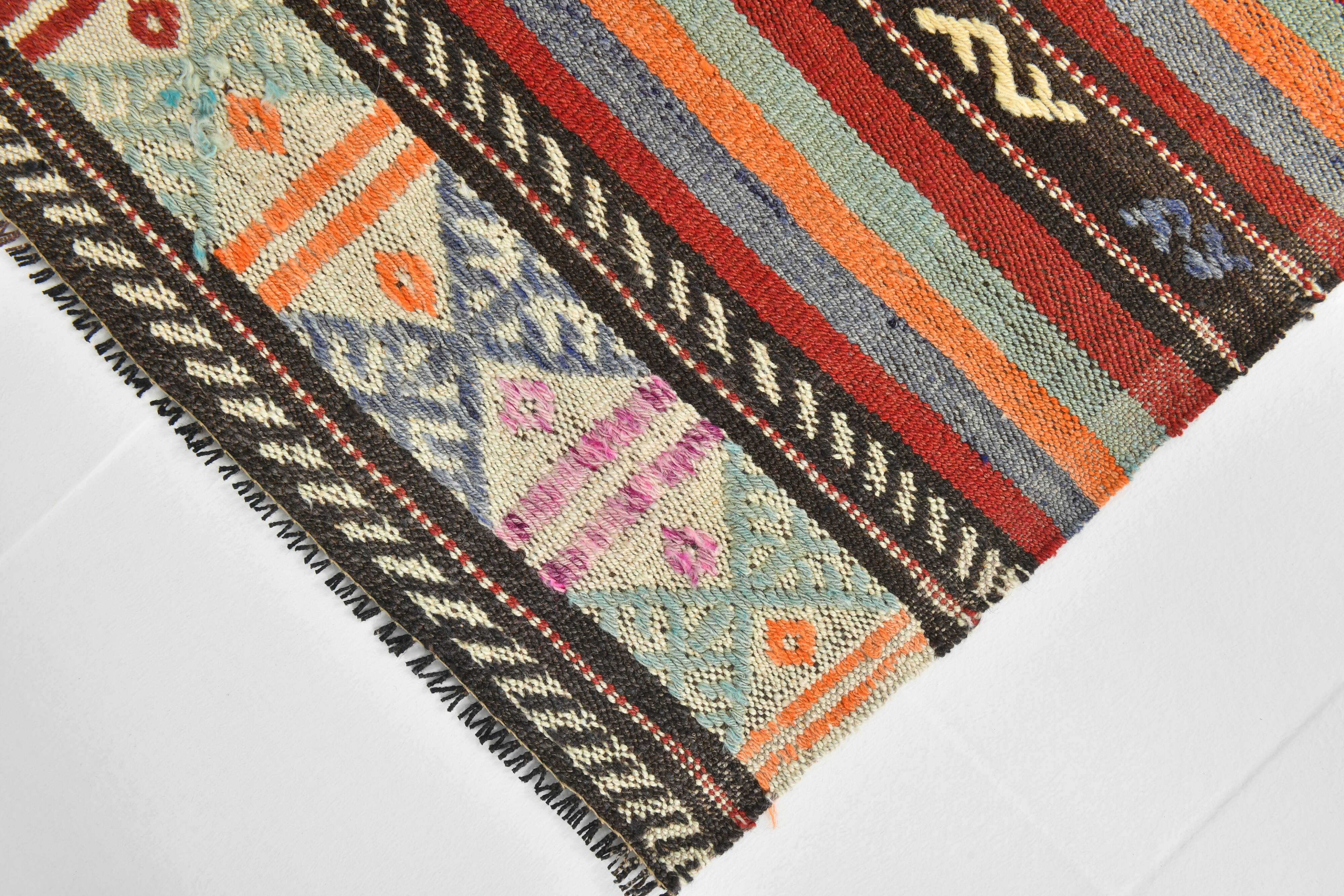Muticolor Turkish Vintage Kilim Rug, 161x206Cm