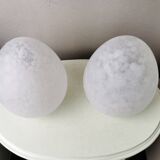 Set of 2 vintage white glass table lamps, 80s
