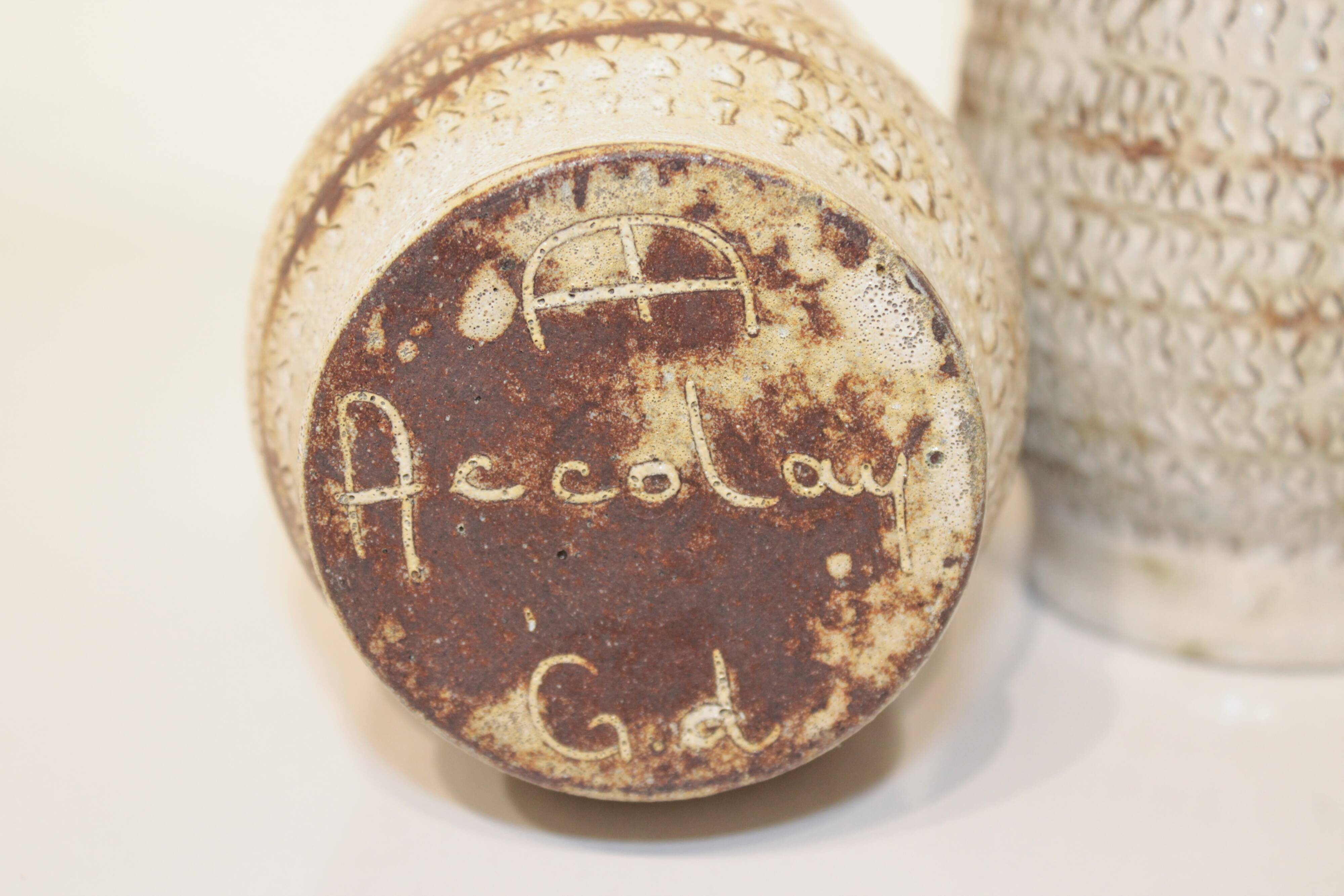Pair of vintage Accolay ceramic vases signed