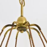 Large Viennese Modernism curved brass wave chandelier by Hugo Gorge, 1940s