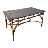 Dal Vera table in bamboo and rattan, Italian design 1970