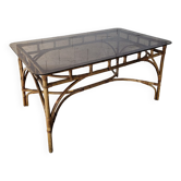 Table Dal Vera en bambou et rotin, design italien 1970