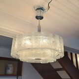 Large frosted glass chandelier Doria Lighting 70s