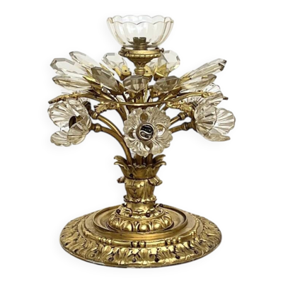 Plafonnier ''Montgolfière'' Ancien – Bronze Doré & Cristal (7 Feux)