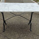 Marble bistro table, cast iron base signed Godin, L 120 cm, made in France!