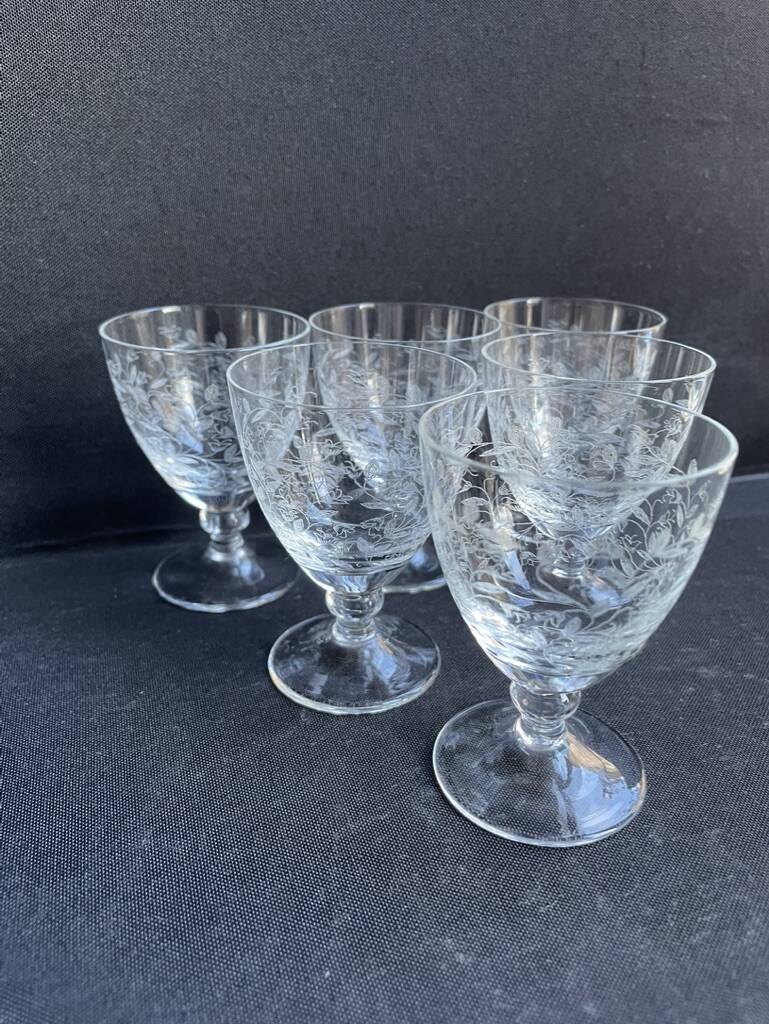Port wine service – Blown, engraved and cut crystal – Art Deco