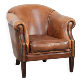 Sheepskin leather club chair with beautiful colours and comfortable seat