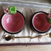 Vintage Keramos Sèvres salt cellars in their case