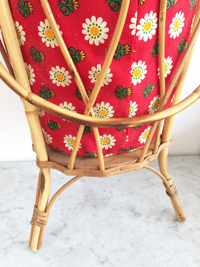 Vintage rattan sewing cart, 1960