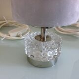 Suite of three lamps in structured glass and chrome/vintage years 70