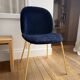 GUBI Beetle designer chair in midnight blue velvet with brass base
