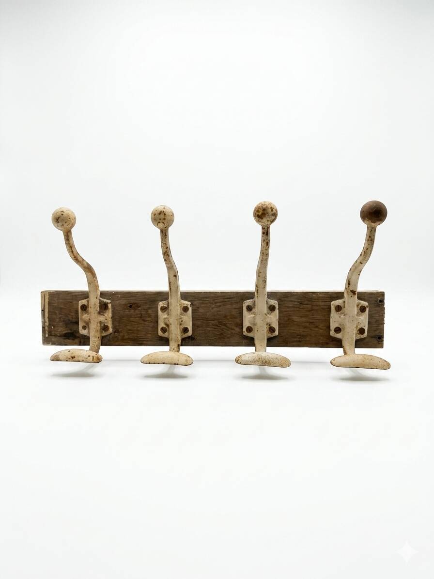 School coat rack with 4 hooks, 1950s.