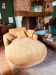 Belem meridian sofa by bobo chic in textured ochre fabric.