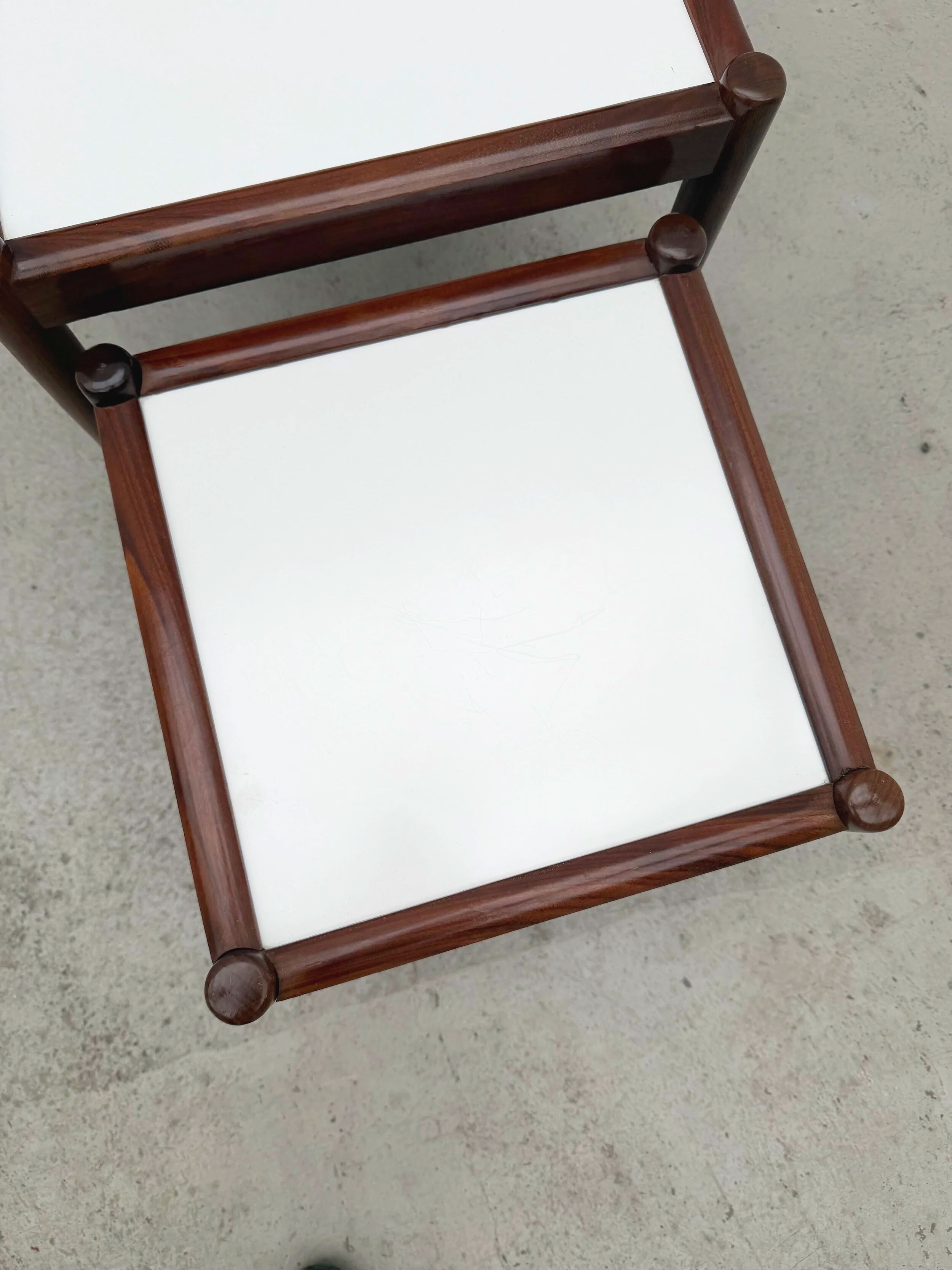 Scandinavian nesting tables in rosewood and formica, 1970.