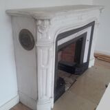 Fireplace XIX ° marble louis XV style with narrowed and floor slabs
