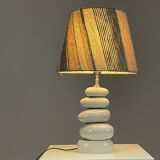 Cracked pebble lamp by François Châtain with its original lampshade, France 1970s