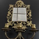Paire d’appliques murales Napoléon III – Bronze doré & miroir biseauté