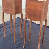Beautiful pair of bedside tables, in walnut wood, Louis XV style